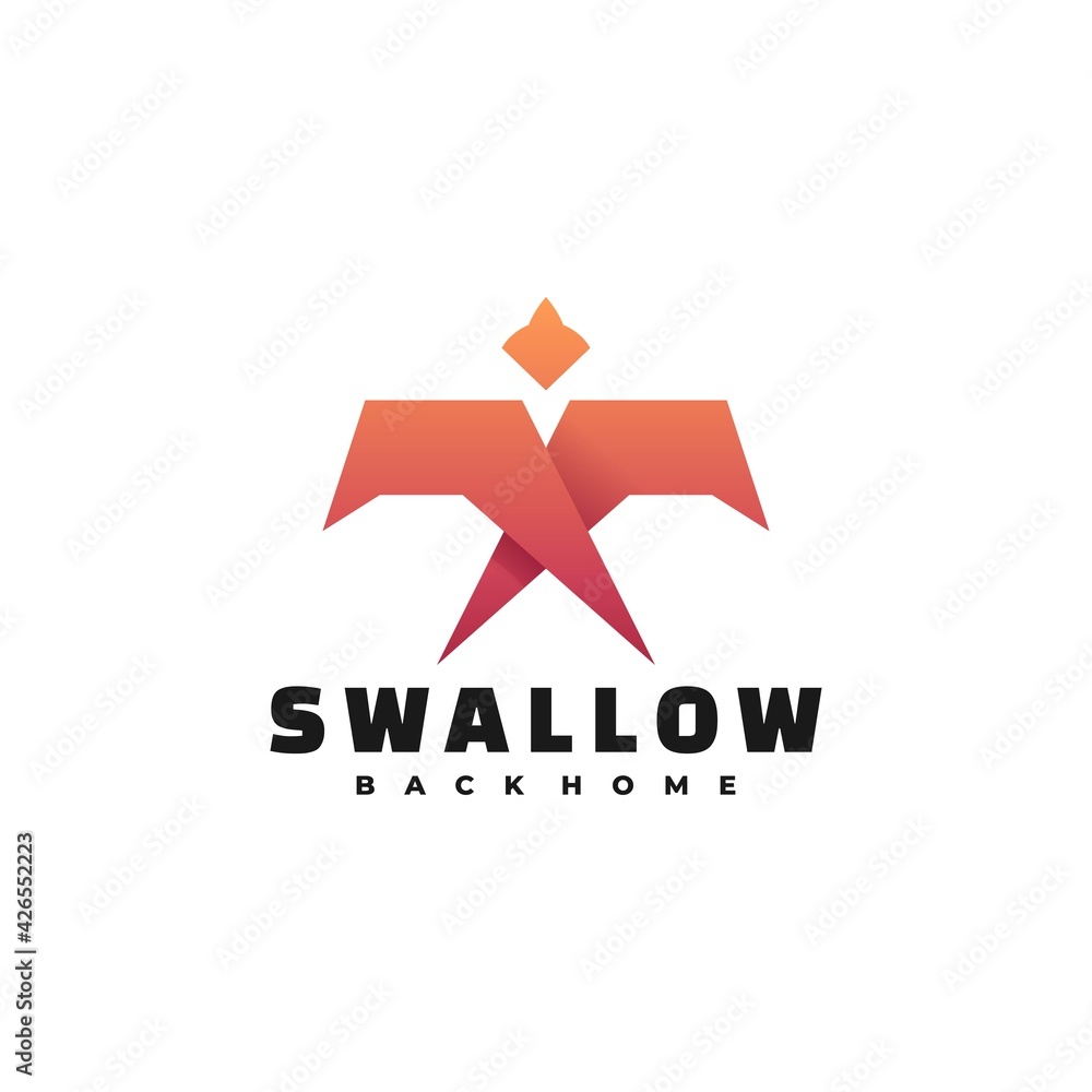 Obraz premium Vector Logo Illustration Swallow Gradient Colorful.