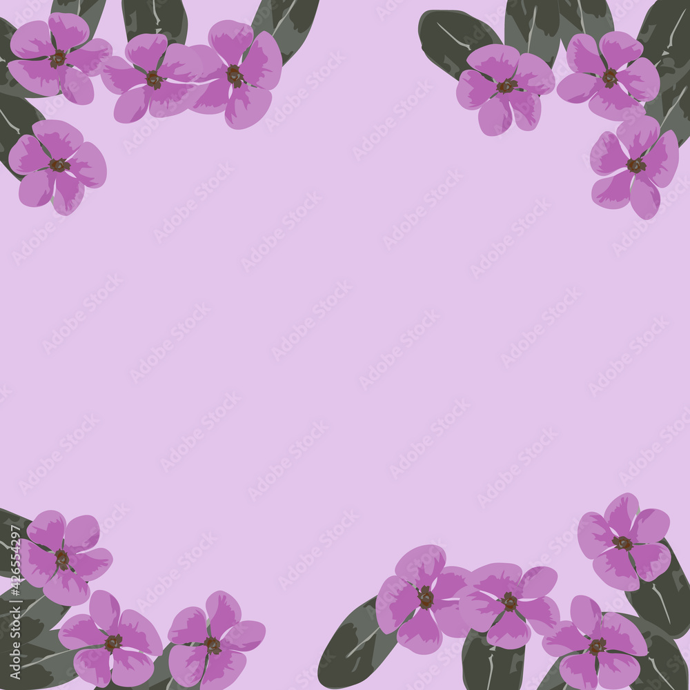 leaves and purple flower frame