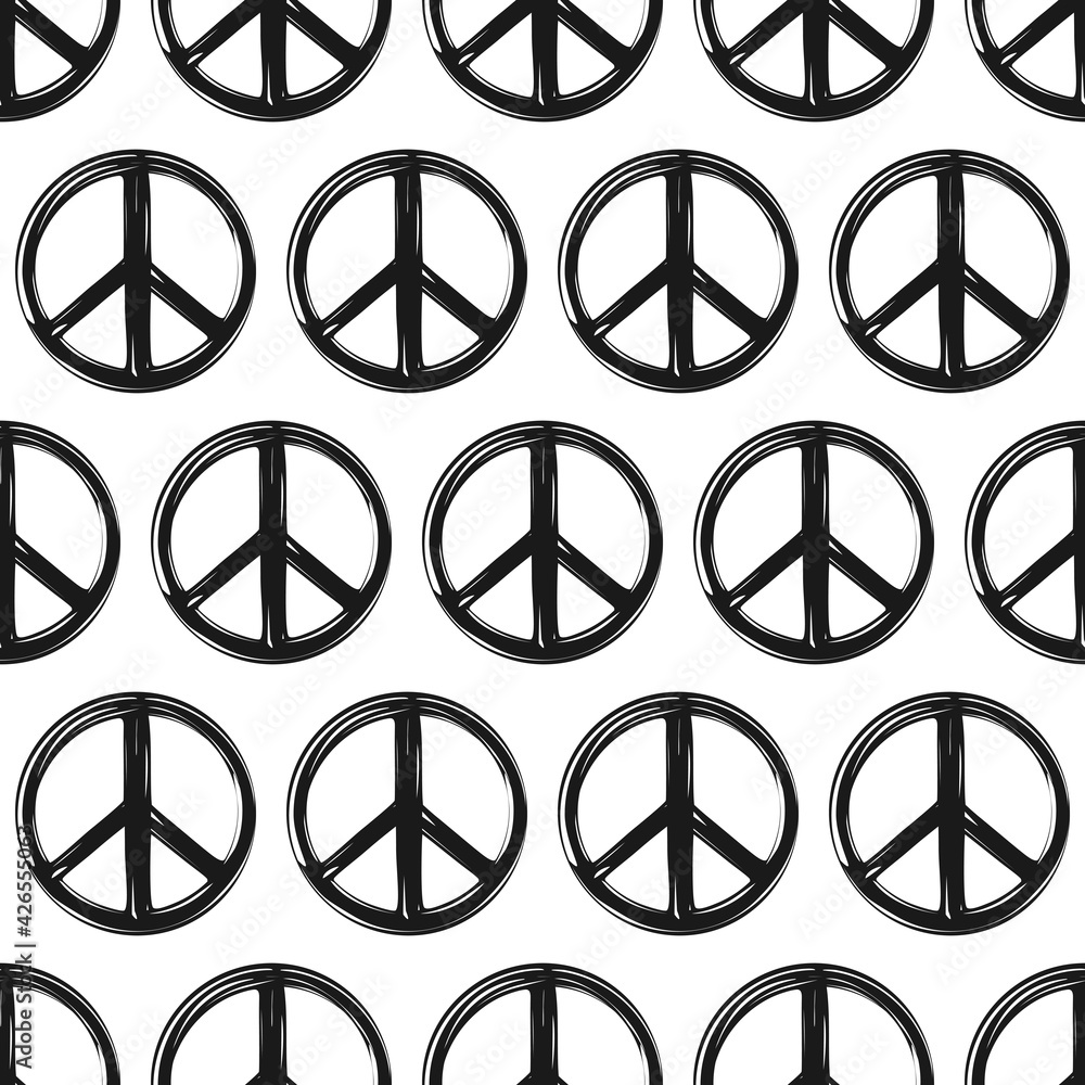 Seamless ornament with paint brush peace sign. Pacifist, happy, peace pattern. Seamless ornament with paint brush peace sign. Pacifist, happy, peace pattern.