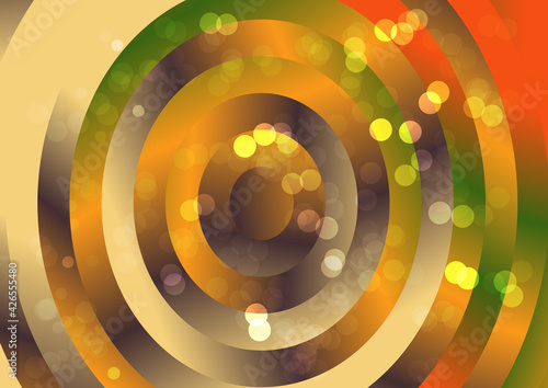 Abstract Brown Orange and Green Concentric Circles Background Vector