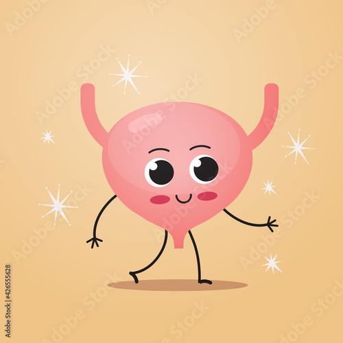 cute urinary bladder character funny human internal mascot organ anatomy healthcare medical concept