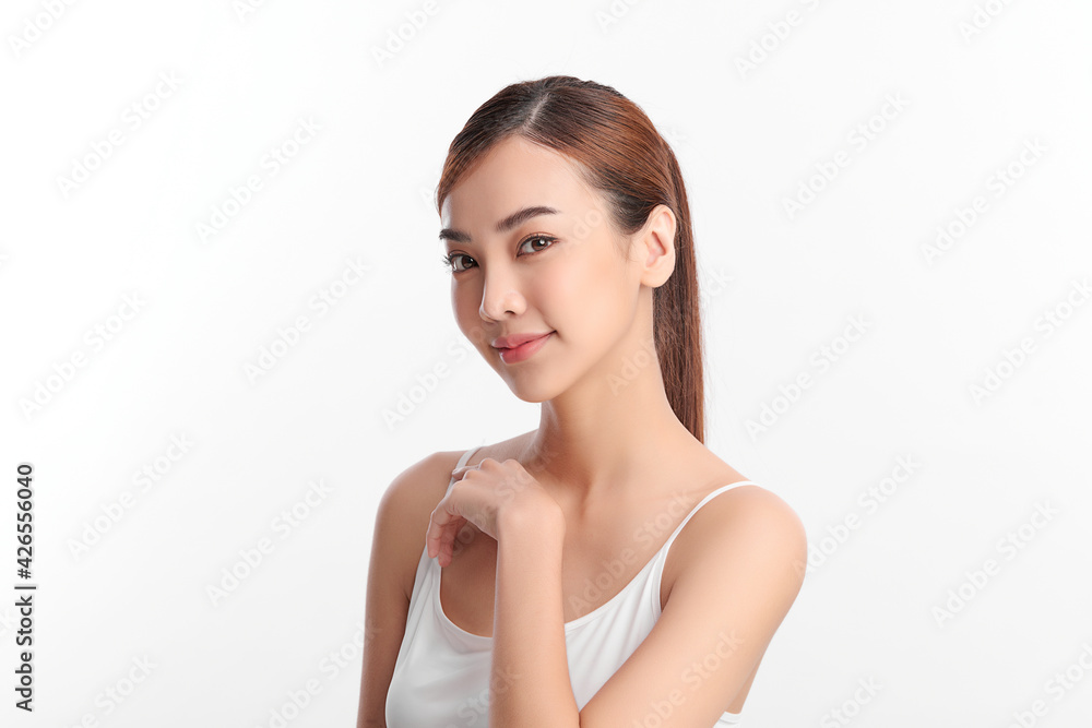 Beautiful young asian woman with clean fresh skin on white background, Face care, Facial treatment, Cosmetology, beauty and spa, Asian women portrait Beautiful young asian woman with clean fresh skin on white background, Face care, Facial treatment, Cosmetology, beauty and spa, Asian women portrait