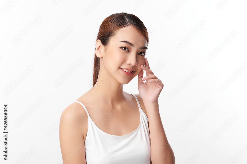 Beautiful young asian woman with clean fresh skin on white background, Face care, Facial treatment, Cosmetology, beauty and spa, Asian women portrait Beautiful young asian woman with clean fresh skin on white background, Face care, Facial treatment, Cosmetology, beauty and spa, Asian women portrait