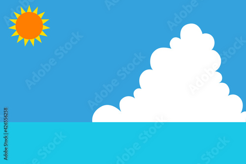 入道雲と太陽と海