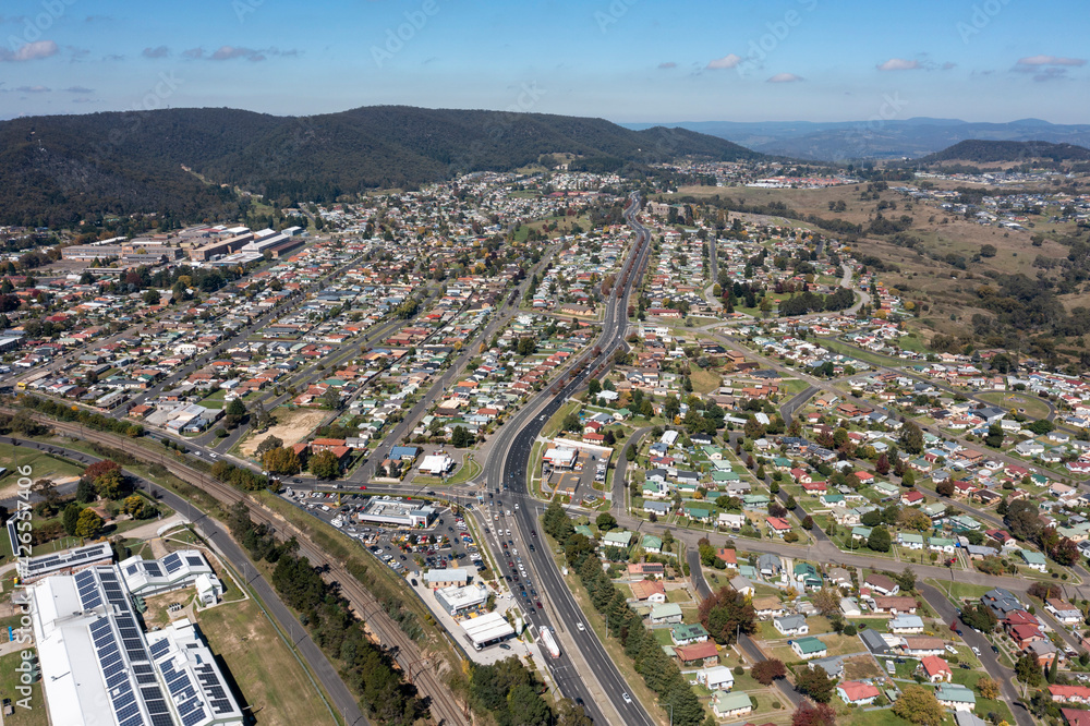 drone town lLithgow aerial New South Wales.