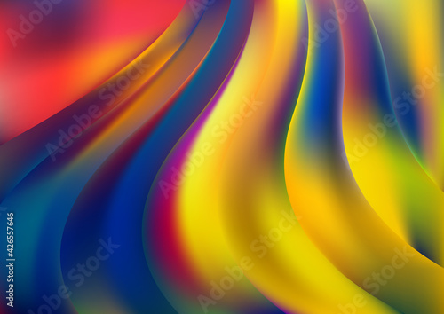 Red Yellow and Blue Shiny Wave Background Illustrator