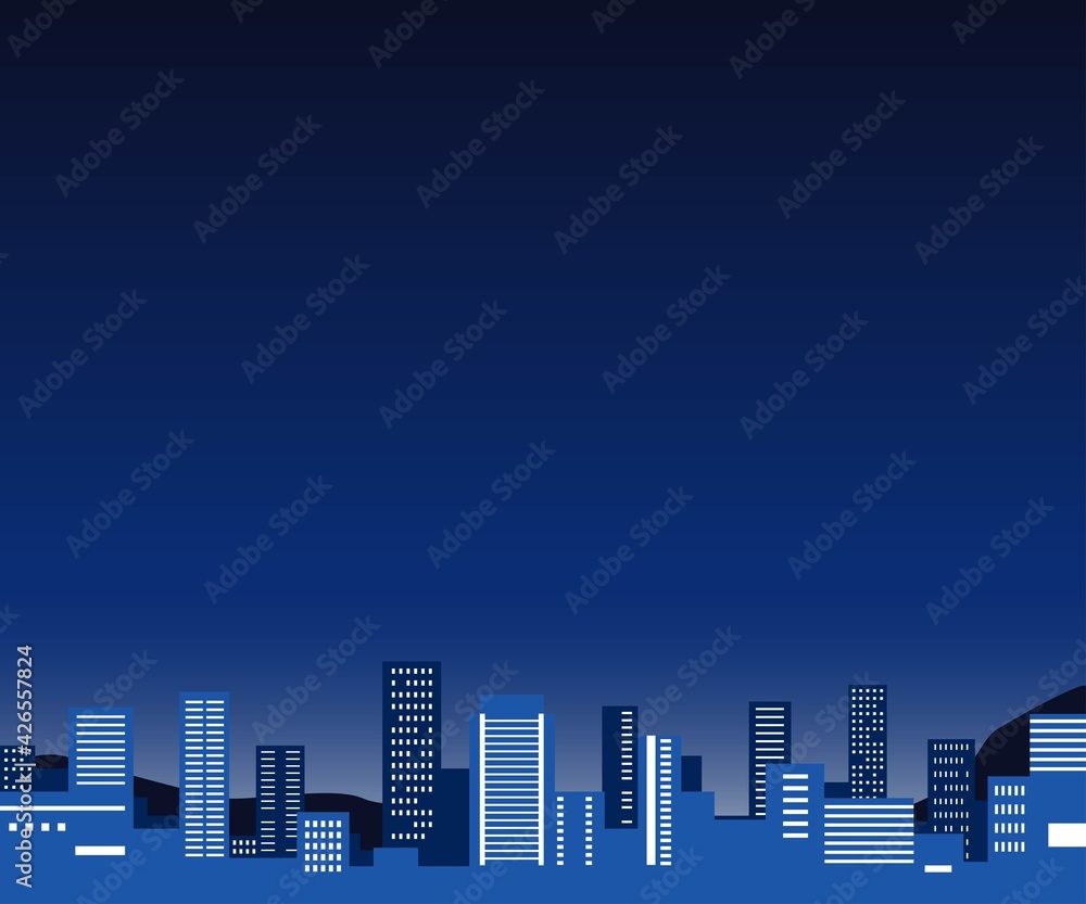 夜の都市街ビル群夜景背景イラスト素材stock Vector Adobe Stock