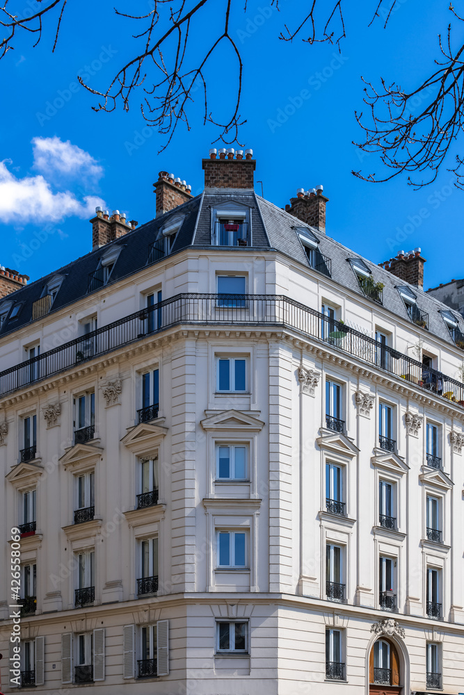 Paris, beautiful building in the 11th arrondissement