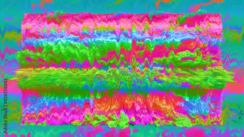 An abstract 3d psychedelic glitch art background image.