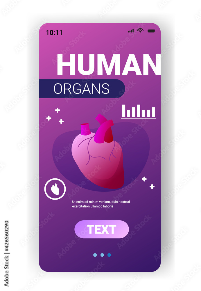 Naklejka premium anatomical heart structure human body internal organ anatomy healthcare medical concept smartphone screen mobile app vertical copy space