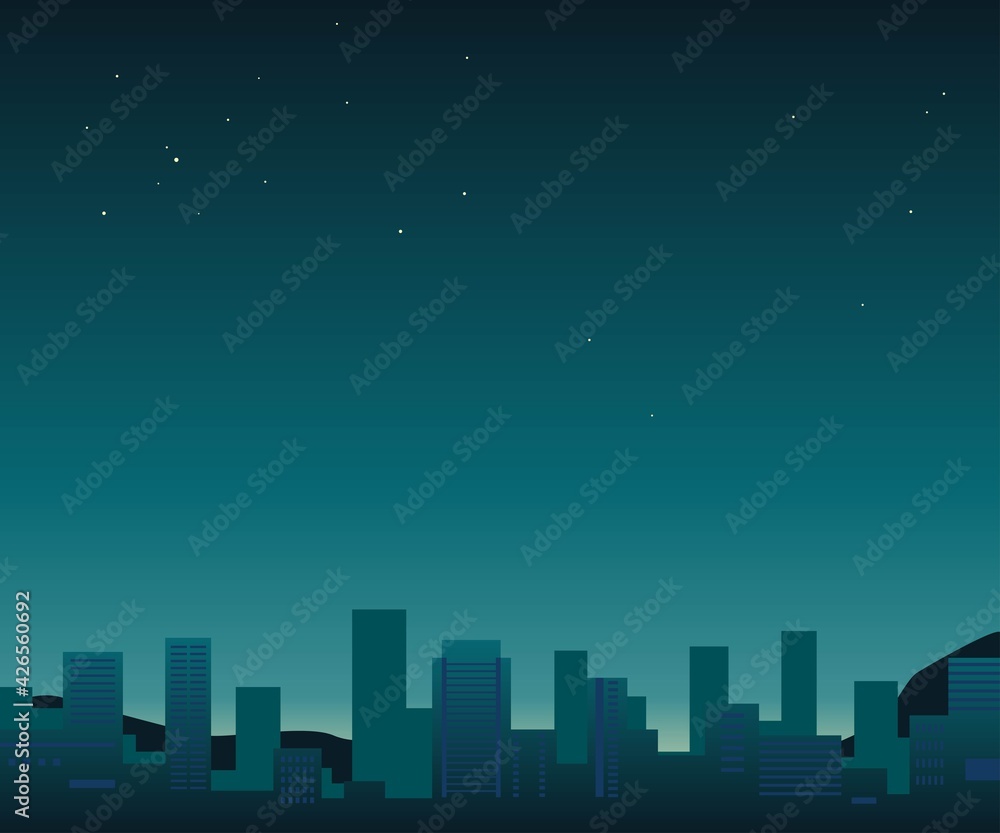 停電 都市 暗闇 ビル群 街 イラスト 背景 Stock Vector Adobe Stock