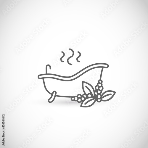 Bath tub thin line style vector icon