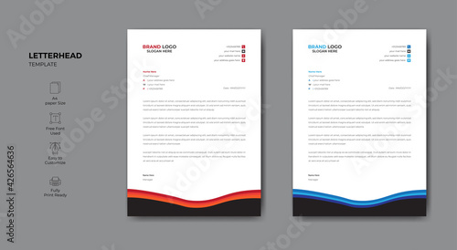 Clean and modern abstract corporate letterhead design.