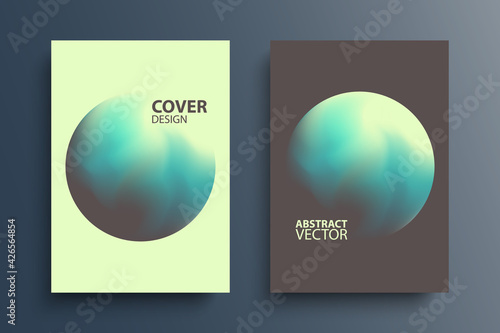 Brochure cover template layouts with gradient orbs round shapes. Futuristic abstract backgrounds with color gradient for your design. Vector illustration.