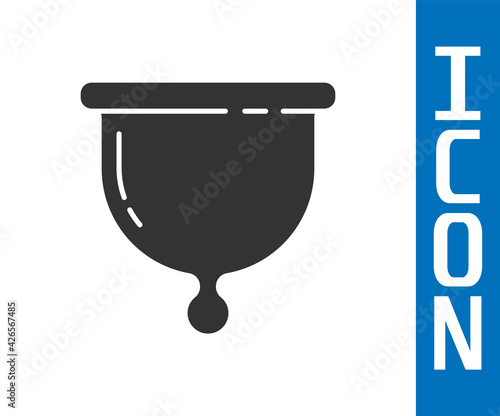 Grey Menstrual cup icon isolated on white background. Feminine hygiene. Protection for woman in critical days. Vector