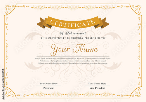 Certificate template design, diploma graduation, award achievement Certificate template, vector
