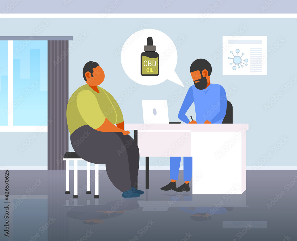 doctor offering medical marijuana hemp oil bottle to man patient cannabis for personal use legal drug consumption medicine concept modern hospital office interior horizontal full length doctor offering medical marijuana hemp oil bottle to man patient cannabis for personal use legal drug consumption medicine concept modern hospital office interior horizontal full length
