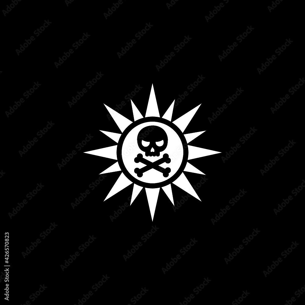 Sun radiation warning icon isolated on dark background Sun radiation warning icon isolated on dark background