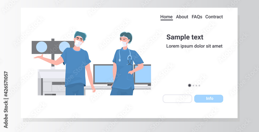 surgeons couple preparing to surgical operation in operating room doctors wearing professional uniform medical staff in hospital surgery preparation concept horizontal portrait copy space surgeons couple preparing to surgical operation in operating room doctors wearing professional uniform medical staff in hospital surgery preparation concept horizontal portrait copy space