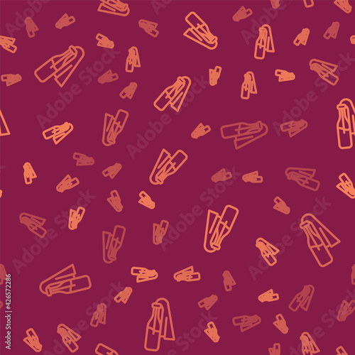 Brown line Cocktail molotov icon isolated seamless pattern on red background. Vector