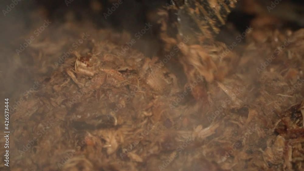 slow cook pork belly for burger, slow motion