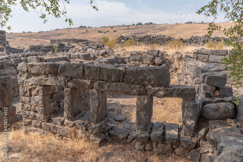 Ancient dwellings at Korazim National Park. Remains of ancient Jewish town in Israel.