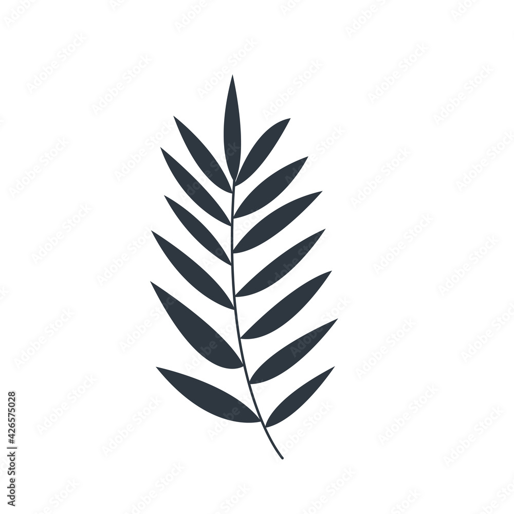 Obraz premium Black silhouette palm tree in white background