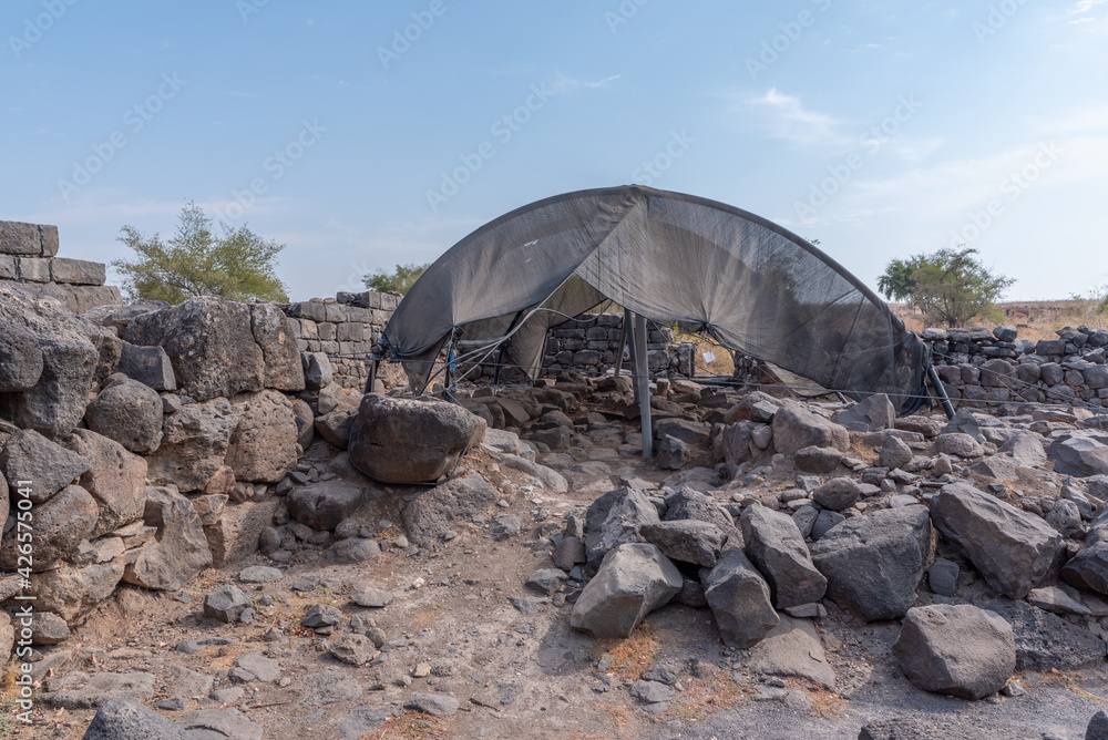 Ancient dwellings at Korazim National Park. Remains of ancient Jewish town in Israel. Ancient dwellings at Korazim National Park. Remains of ancient Jewish town in Israel.