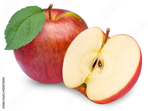 Fresh red apple isolated on white background, Korea Apple isolated on white with clipping path.