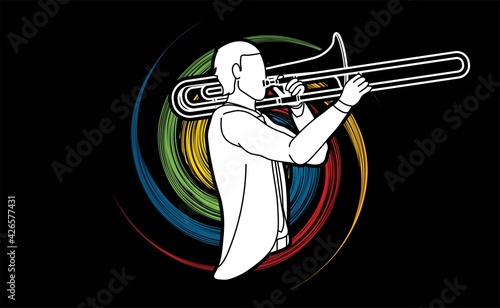 Trombone Musician Orchestra Instrument Graphic Vector