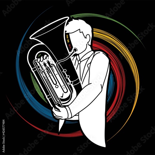 Tuba Musician Orchestra Instrument Graphic Vector