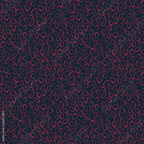 Vector hand drawn pomegranate seeds dark seamless pattern print background.