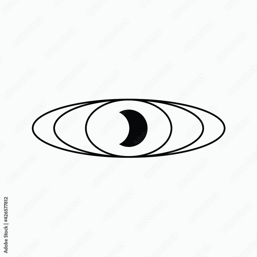 dark crescent moon in circular orbit.Space moon star astronomy Planet eclipse abstract sun dark abstrak, vector, symbol, logo, icon, sign, Illustration Minimalist. dark crescent moon in circular orbit.Space moon star astronomy Planet eclipse abstract sun dark abstrak, vector, symbol, logo, icon, sign, Illustration Minimalist.