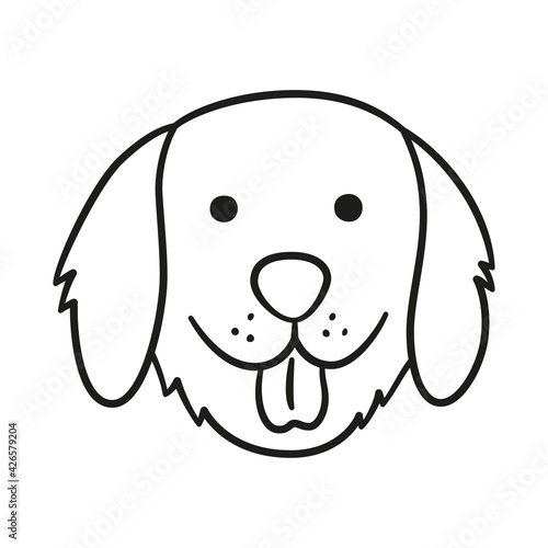 Cute retriever face. Dog head icon. Hand drawn isolated vector illustration in doodle style on white background