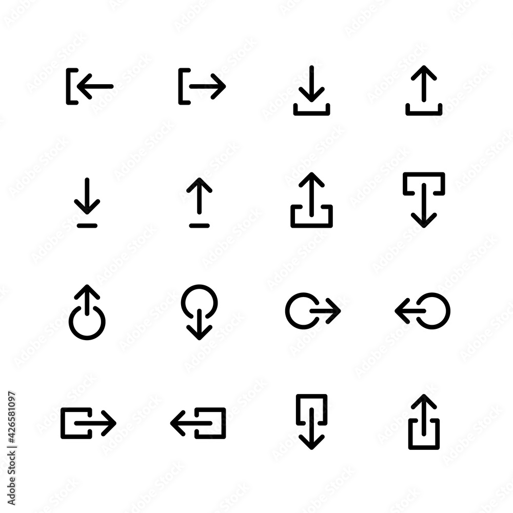 Download, upload vector arrow icons. Pixel perfect Download, upload vector arrow icons. Pixel perfect