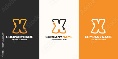 Initial letter X food Logo Design Template. Illustration vector graphic. Design concept fork and spoon With letter symbol. Perfect for  cafe, restaurant, cooking business