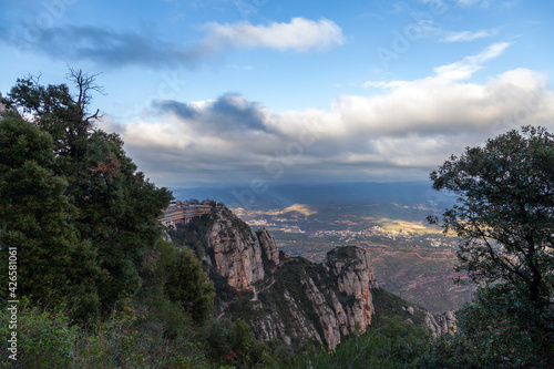 Photography Breathtaking view of the Montserrat mountain range on a sunny spring day near Barcelona, Catalonia, Spain