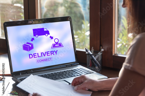Delivery concept on a laptop screen