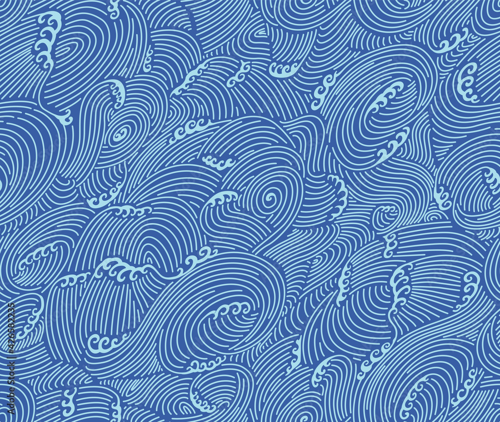 Japanese Storm Wave Vector Seamless Pattern Japanese Storm Wave Vector Seamless Pattern