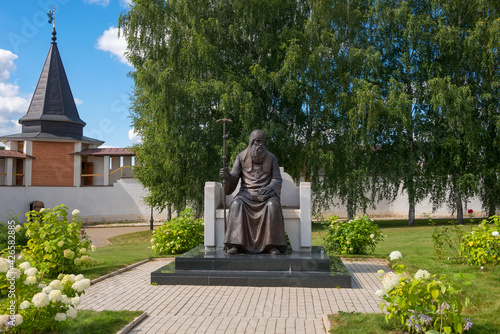 Monument to the first Moscow Patriarch St. Jobu in the Holy Dormition Monastery in Staritsa, Tverskaya oblast photo