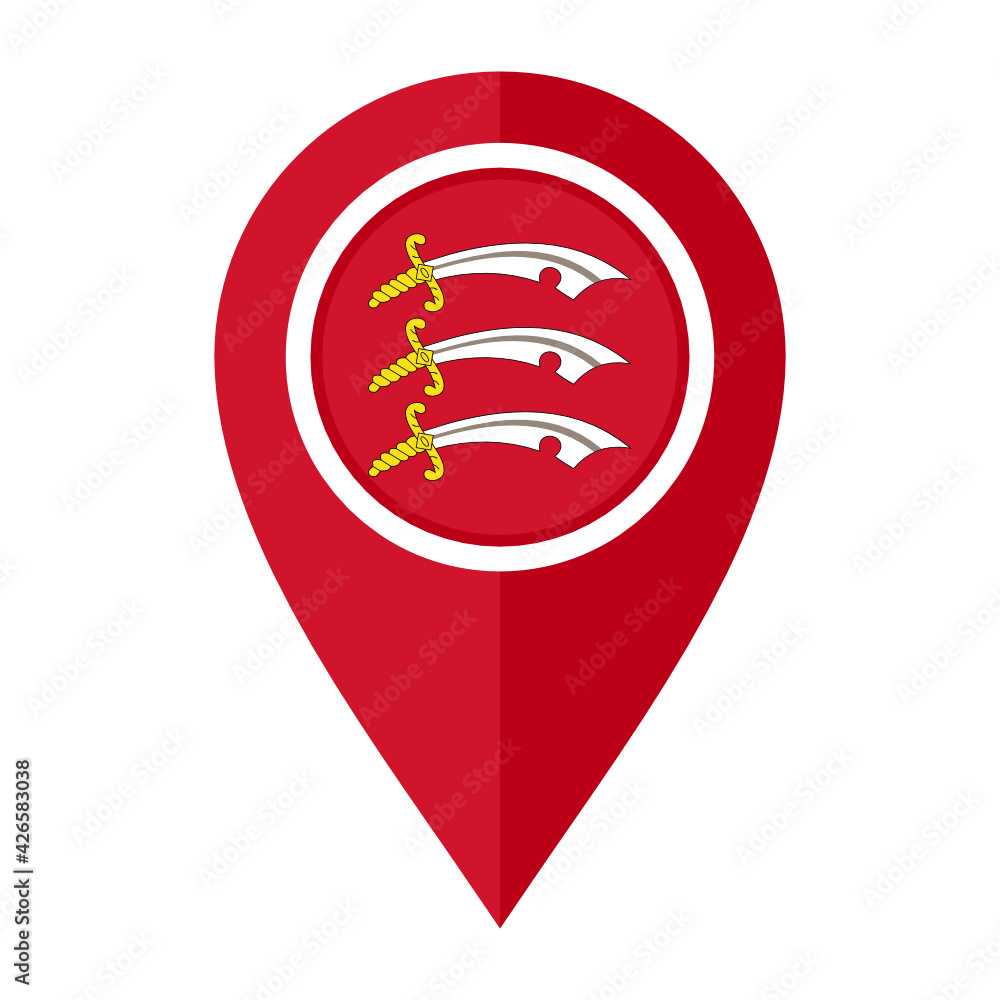 flat map marker icon with essex flag, isolated on white background
flat map marker icon with essex flag, isolated on white background