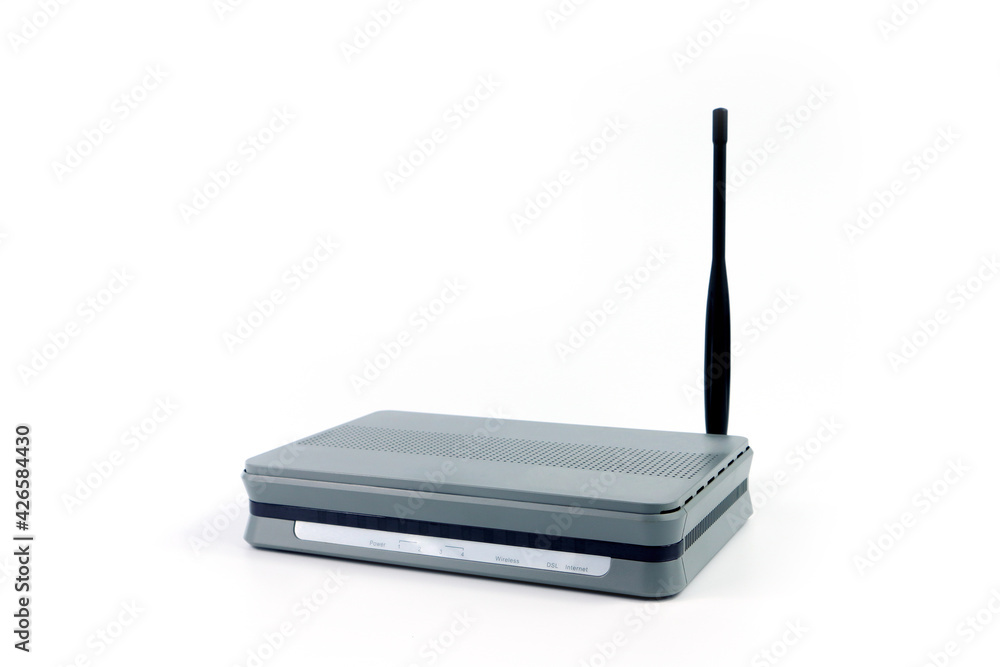 router modem for internet system is isolated on white background router modem for internet system is isolated on white background