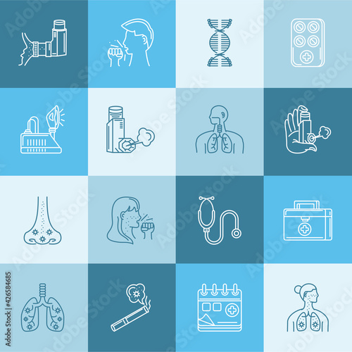 asthma square icons