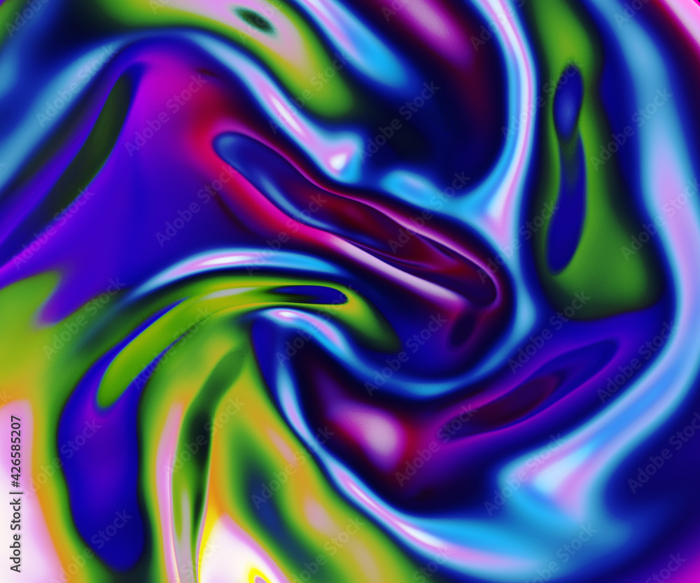 Iridescent vibrant liquid background texture. Fluid Colorful waves abstract render. Shiny acid with smooth folds like waves on a liquid surface. Iridescent vibrant liquid background texture. Fluid Colorful waves abstract render. Shiny acid with smooth folds like waves on a liquid surface.
