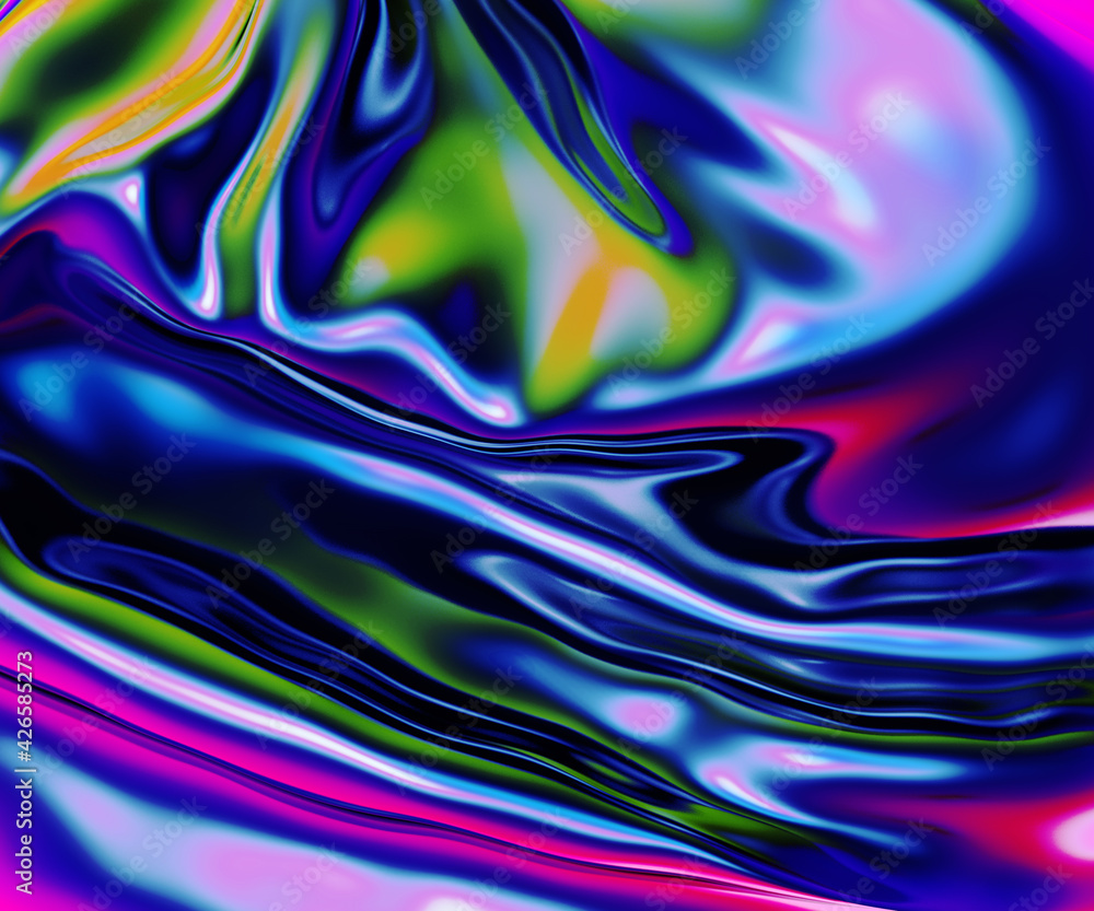 Iridescent vibrant liquid background texture. Fluid Colorful waves abstract render. Shiny acid with smooth folds like waves on a liquid surface. Iridescent vibrant liquid background texture. Fluid Colorful waves abstract render. Shiny acid with smooth folds like waves on a liquid surface.
