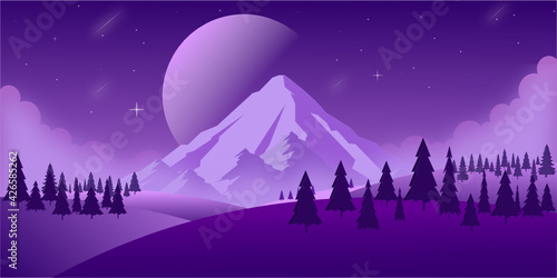  An eye soothing hills night background with beauty of nature  
