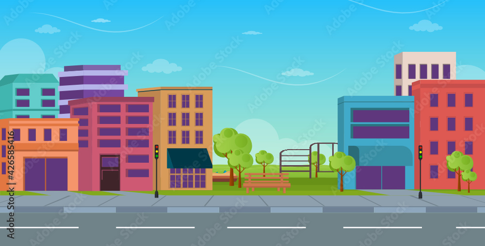 
Urban life flat vector download, editable background 

