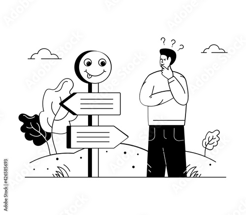 
Glyph line design illustration of wrong path prank 


