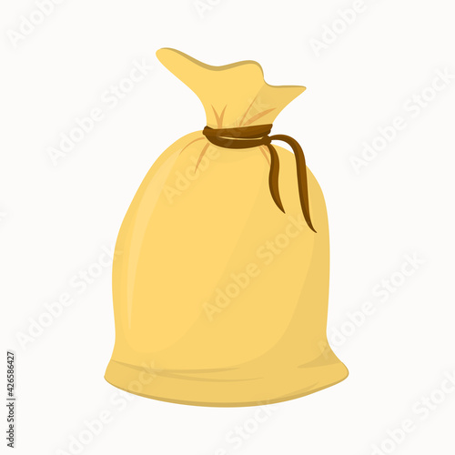 vector illustration of a brown cloth bag isolated on a white background