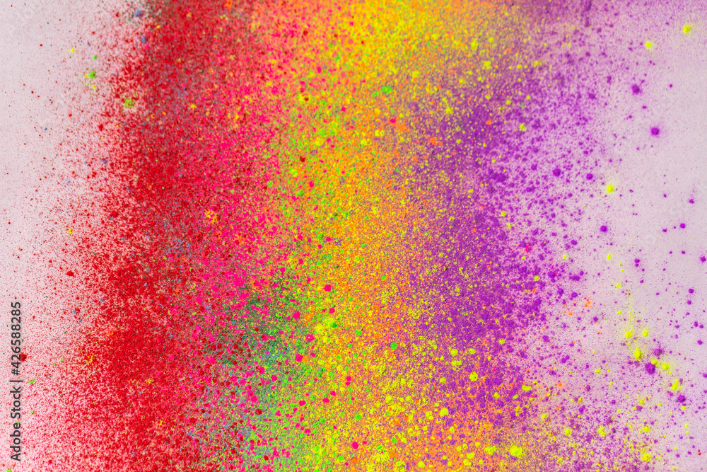 Fototapeta premium The top view of the colors on the floor of the various colors that are stacked together in layers looks beautiful and dimensional..The concept of the image that compliments about color..
